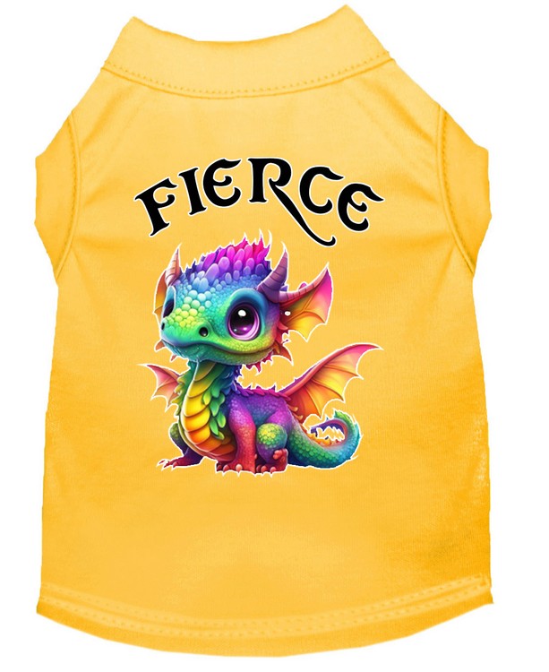 Fierce Dragon Screen Print Dog Shirt Yellow XS (8)